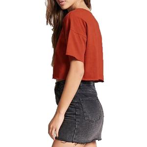 เสื้อครอปถักสำหรับผู้หญิงเสื้อครอปผ้าฝ้าย100% คอสูงแขนสั้นลำลองแบบเรียบง่าย - Product Image 4