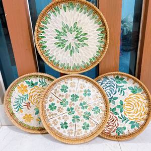 Hot Deal Plateaux de service en rotin avec café carré Mosaïque de thé Service floral - Product Image 6