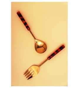 Corne extra large set de 2 couverts à salade avec 2 tourneurs Ustensiles durables faits à la main - Product Image 4