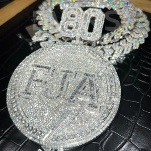 Pendentif luxueux en argent sterling 925 plaqué argent, serti de diamants de laboratoire glacés, taille brillant, personnalisé, classique, certifié GRA - Product Image 2