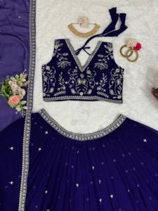 Georgette lehenga choli อินเดียอินเดียกับ dupatta ที่มีคุณภาพชั้นนำที่น่าสนใจ - Product Image 2