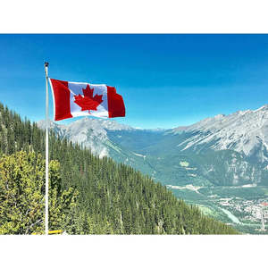 ธงแคนาดาขนาด 3x5 ฟุต แบบหนา ทนทาน ปักลาย พร้อมห่วงทองเหลืองและแถบโพลีเอสเตอร์ - Product Image 1