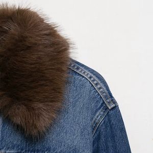 Nouveautés 2025 Veste courte en jean décontractée pour femmes Respirante Bouton Automne Hiver Poche à rabat Revers Manches longues Polyester - Product Image 4