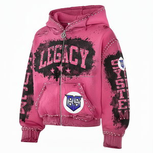 เสื้อมีฮู้ดมีซิปมีซิปผ้าคอตตอนลายพิมพ์โลโก้ DTG และสตั๊ดดีไซน์แบบธรรมดา370หนัก - Product Image 4