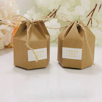 Boîte cadeau hexagonale personnalisable en matériaux recyclés Kraft pour dragées de mariage, gâteaux, chocolats, emballage de Noël