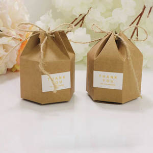 Kraft White Lantern Hexagon Candy Caja de regalo Boda Dragee Cake Chocolate Cajas de embalaje Suministros de fiesta de cumpleaños de Navidad - Product Image 4