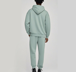 2025 chándal de moda traje de jogging liso de gran tamaño en blanco 100% algodón Unisex deportes chándal holgado pantalones de chándal y conjunto de Sudadera con capucha para hombres - Product Image 3