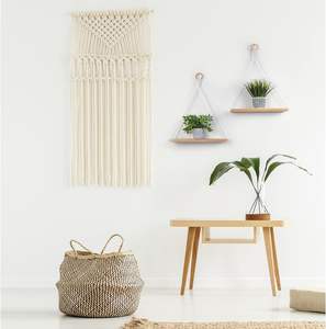 Estantes colgantes-Juego de 2-Colgante de pared de macramé para dormitorio-Estantes flotantes para pared-Estante de planta interior - Product Image 4