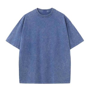 Luxe hommes 100% coton T-shirt de haute qualité blanc Vintage Logo personnalisé délavé surdimensionné pierre lavé à l'acide T-shirt T-shirt pour hommes - Product Image 1