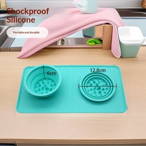 Juego de Tazones Portátiles Plegables de Silicona para Perros y Gatos, Antiderrames, de Doble Uso, para Exteriores - Product Image 2