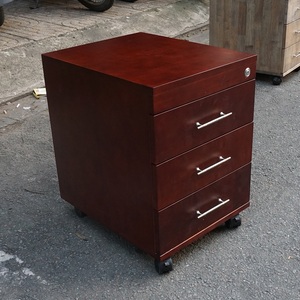 Contemporary Metal File <b>Cabinet</b> Movable 3-Drawer Dark Brown 50x40x50cm Office Use TCN68002 - Product Image 3