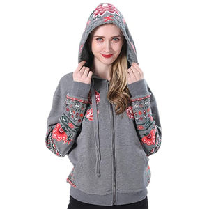 Nouveau sweat à capuche gris pour femme, coupe décontractée à épaules tombantes, brodé, anti-plis, respirant, style urbain, doublé devant - Product Image 1