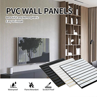 Panneau mural en PVC avec détails dorés, motif géométrique rayé, pour la décoration murale de salle de bain, douche, cuisine, crédence.