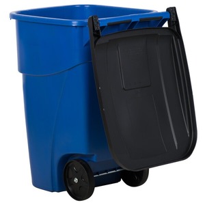 Poubelle de recyclage ronde à roulettes Rubbermaid FG9W2773BLUE BRUTE de 50 gallons avec couvercle, bleue - Product Image 5