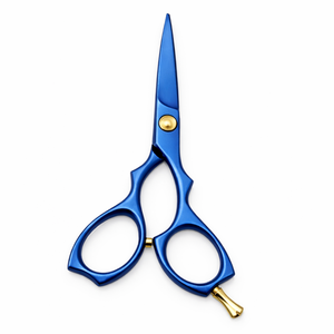 Tijeras de Corte de Pelo Profesionales de Lujo en Azul Metálico con Tornillo Dorado para Estilistas de Salón - Product Image 1