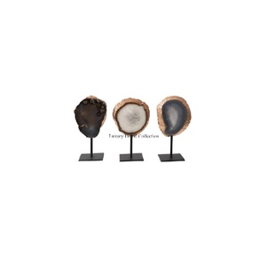 Set of 3 Unique Shape and Design Multi Color Sculptures With Black Color <b>Stand</b> or Base for Home and Hotel Lobby Table Decoration - Product Image 1