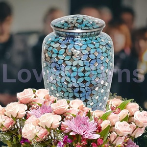 Urnas funerarias de cremación de aluminio de vidrio de mosaico-Urna de entierro de tamaño adulto grande - Product Image 1