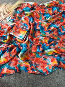 Sari de Satén de Diseño Indio Bollywood, Exclusivo Sari Étnico para Bodas, Fiestas y Festivales para Mujeres y Niñas, Sari con Estampado Digital - Product Image 6