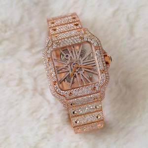 Reloj de pulsera automático de estilo moderno certificado VVS Moissanite Diamond Iced Out Hip Hop para ropa de fiesta a precio de fabricante - Product Image 1