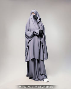 Factory Direct Two Piece Jilbab With Double Ruffle Elastic Sleeves Long <b>Khimar</b> For Muslim Women Wholesale - Product Image 5