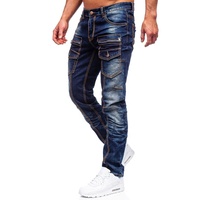 Toptan moda sıkı kot erkekler için sıcak satış yüksek kalite erkek çoklu cepler erkek Denim kargo kot