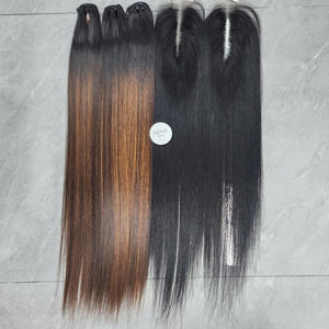 Brown <b>Color</b> Bone Straight Super Double Virgin Vietnamese Human <b>Hair</b> Bundles With Closure Virgin <b>Hair</b> Bundles With Closure - Product Image 5