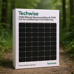 Panneau solaire monocristallin bifacial Techwise Solar 710W de type N - Certifié TUV avec verre frontal, emballage sur palette - Product Image 3