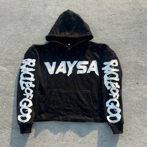 Custom made rhinestone <b>hoodies</b> heavy weight fully embroidered <b>men's</b> <b>hoodies</b> - Product Image 5