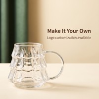Mug en verre borosilicate de 400 ml en forme de sapin de Noël avec poignée pour café et lait, tasse de Noël transparente avec logo personnalisé