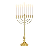 Vente en gros de chandelier Hanouka moderne à 9 branches en argent plaqué, porte-bougie en métal, décoration de Noël, festival juif, décoration de la maison