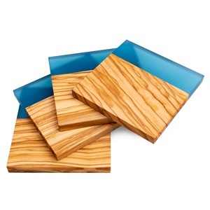 Prix de gros Dessous de verre en bois en résine époxy personnalisé Dessous de verre en résine design Dessous de verre en résine personnalisés Couleur boisée naturelle de qualité supérieure - Product Image 1