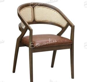 Chaise en bois de rotin et bambou antique, style nouveau, canne naturelle pour balcon, salon, jardin, parc ou villa, portable - Product Image 4