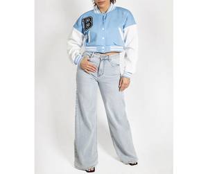 Chaqueta Varsity Corta Informal para Mujer, Estampada, de Lona, 100% Algodón Ecológico, Acolchada, Transpirable, con Mangas Completas - Product Image 6