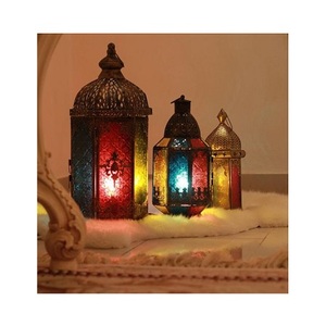 New Design Black Color Metal Ramadan <b>Lantern</b> <b>Set</b> Of 2 Different Size Moroccan Hanging <b>Lantern</b> For Hot Sale - Product Image 4