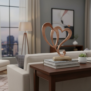 Ornement de Noël élégant en forme de cœur antique |   Artisanat en bois et aluminium de haute qualité |   Décoration de maison de vacances - Product Image 6