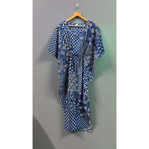 Robe longue kaftan en coton imprimé floral, col carré, style kimono, fermeture éclair, élégante et discrète pour les loisirs, les vacances et le quotidien, tailles XS à XL - Product Image 3