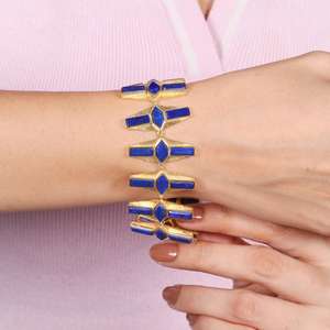 Pulseras de Lapislázuli Chapadas en Oro de Exportación al por Mayor, Modernas para Regalo de Boda para Mujer, de Rajastán, Jaipur - Product Image 3