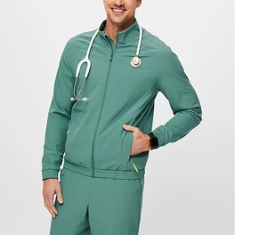 Ensemble de blouses médicales zippées pour hommes, vente en gros, fabrication OEM, matériaux de haute qualité, couleurs et logo personnalisables, blouses d'hôpital d'été KATBROS - Product Image 1