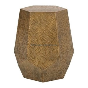 Mesa auxiliar de café para interiores de latón y Metal chapado en oro martillado, diseño atractivo, mesa de centro lateral de boda con forma hexagonal de gran tamaño - Product Image 1