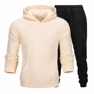 Último diseño de moda Plain Jogging Pullover Chándal Hombres 2 piezas Conjunto Chándal Hombres Custom Pullover Chándales - Product Image 2