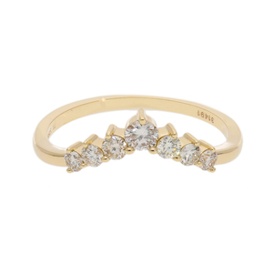 Elegant 0.38CTW Natural Brilliant Cut Diamond Chevron Stacking <b>Ring</b> 14K Gold Rhodium Plated Classic Wedding Band Bridal - Product Image 1