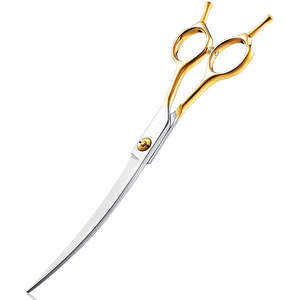 Tijeras de corte de pelo de acero inoxidable de la mejor calidad, medio oro, doble gancho, herramienta de aseo para mascotas ANAAIF - Product Image 2