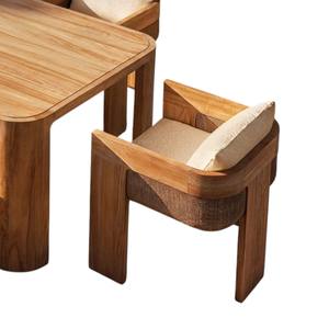 Sillón Moderno Minimalista de Madera de Teca Maciza, Tapizado en Tela de Lujo, para Sala de Estar, con Cojín Cómodo para Hotel - Product Image 6