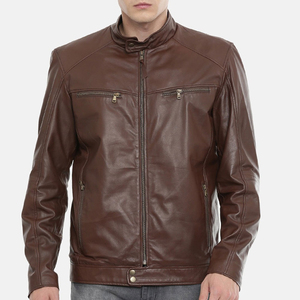 Chaqueta de cuero de PU para hombre de diseño de la mejor calidad al por mayor de nueva llegada precio de servicio OEM de cuello alto de alta calidad y fácil de usar - Product Image 1