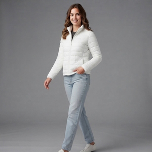 <b>Women</b> Quilted Puffer <b>Jacket</b> Stand Collar Zip Up <b>Winter</b> Coat Lightweight <b>Warm</b> Outerwear - Product Image 3