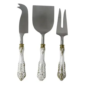 Juego de cuchillo para queso y espátula para mantequilla en acero inoxidable con mango de diseño de hoja perfecto para eventos y comedor - Product Image 4