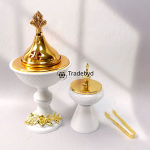 Quemador Bakhoor hecho a mano de Metal elegante de primera calidad Tradebyd, soporte de incienso de estilo árabe, función antiolor para el regreso de la boda - Product Image 4