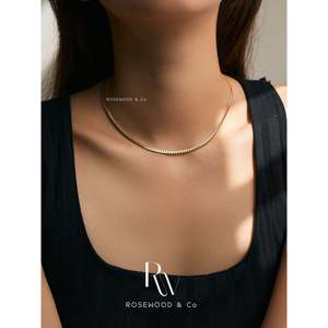 Collana Girocollo a Catena Sottile Intrecciata a Spina di Pesce da 2mm in Oro con Perla, Catena Impermeabile Placcata Oro - Product Image 2