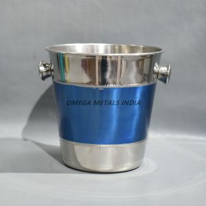 Seau à glace élégant en acier inoxydable, refroidisseur de vin et de champagne en étain galvanisé avec poignées uniques pour boissons froides - Product Image 6