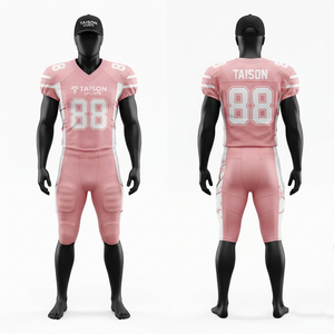 Mens American Football Uniform 220 GSM 100% Polyester Mesh <b>Red</b> <b>Stripe</b> Panel Custom Digital Print Logo Set Short V-neck Summer - Product Image 3
